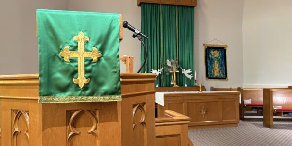 sanctuary alter area green curtains 2025